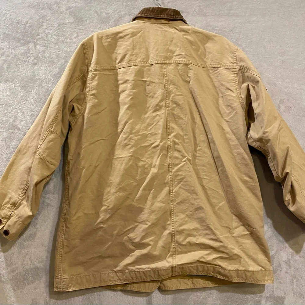 LL Bean Jacket Women’s 1X Tan Canvas Chore Barn Work Field Coat Lined - Picture 2 of 6